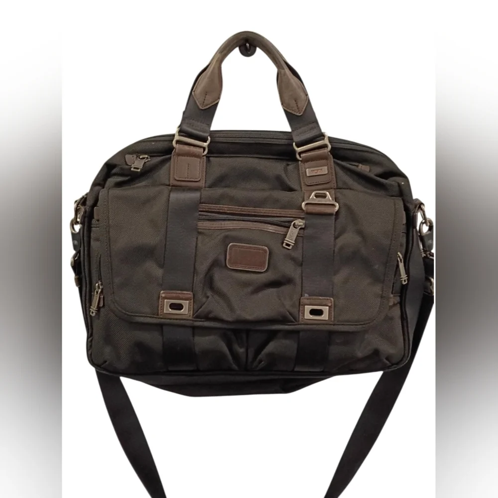 TUMI Alpha‎ Nylon & Leather Briefcase Black